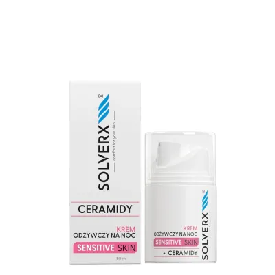 Крем для лица ночной Solverx Sensitive Skin с церамидами, для чувствительной сухой кожи, 50 мл