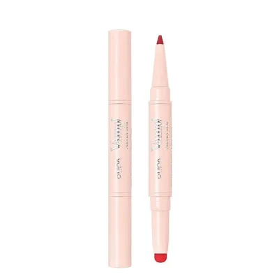 Карандаш-контур для губ и помада 2 в 1 PUPA Milano VAMP! Creamy Duo True Red классический красный, глянцевый финиш, 0,2 г + 0,8 г