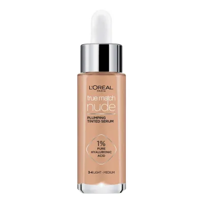 Сыворотка-тональное средство L'Oreal Paris True Match Nude выравнивающая тон, с гиалуроновой кислотой, оттенок 3-4 Light-Medium, 30 мл