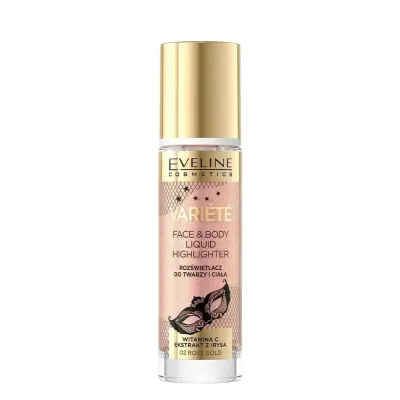 Хайлайтер жидкий Eveline Cosmetics Variete для лица и тела с эффектом сияния, тон 02 Rose Gold, 30 мл