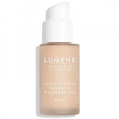 Тональный крем Lumene Invisible Illumination 1,5 SPF30 крем-сыворотка с веганским коллагеном, сияющий финиш, 30 мл
