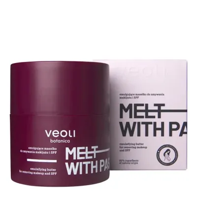Масло-баттер для снятия макияжа Veoli Botanica MELT WITH PASSION эмульгирующее, смывает SPF и стойкий макияж, 40 г