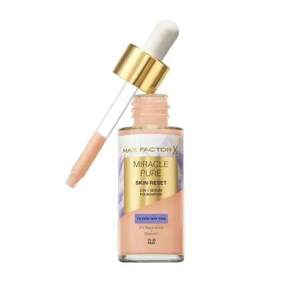 Тональный крем-сыворотка Max Factor Miracle Pure Skin Reset 10-30 Fair среднее покрытие, сатиново-матовый финиш, 30 мл