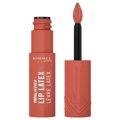 Жидкая помада для губ Rimmel Thrill Seeker Lip Latex глянцевая плотная, оттенок 200 Just Peachy, 6 мл