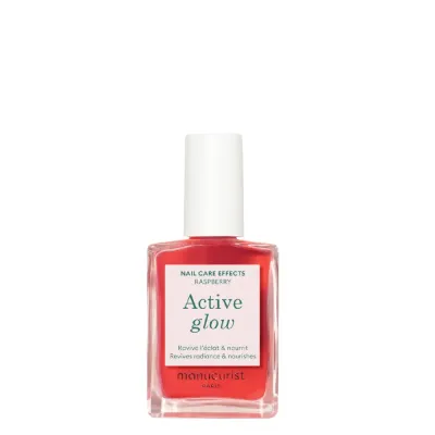 Лак для ногтей Manucurist Active Glow Raspberry ухаживающий, полупрозрачный розовый, 15 мл