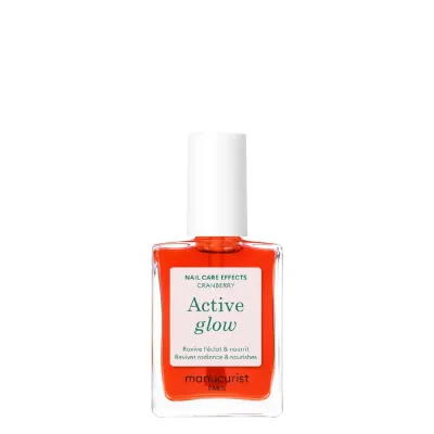 Лак для ногтей Manucurist Active Glow Cranberry ухаживающий, клюквенный глянцевый, 15 мл