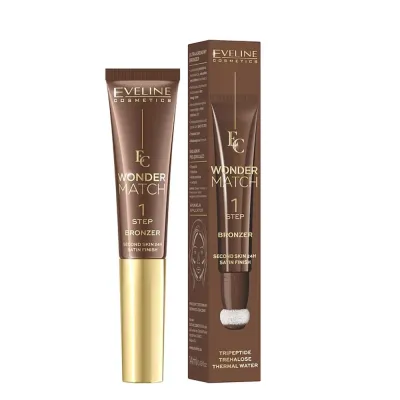 Бронзер для лица Eveline Cosmetics Wonder Match кремовый водостойкий, аппликатор-спонж, тон 02, 14 мл