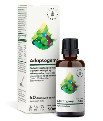 БАД Aura Herbals Адаптогены 100% натуральные растительные экстракты, ашваганда и бакопа, жидкость 50 мл