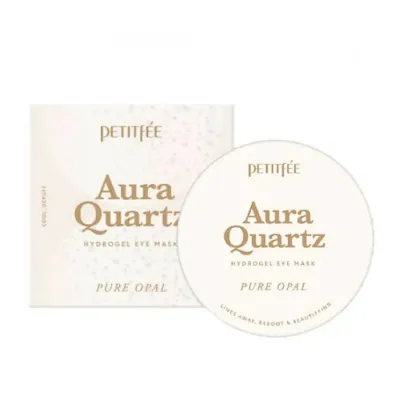 Патчи под глаза Petitfee Aura Quartz Hydrogel Eye Mask Pure Opal гидрогелевые увлажняющие, с эссенцией в банке, 40 шт