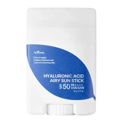 Солнцезащитный стик для лица Isntree Hyaluronic Acid Airy Sun Stick SPF 50+ PA++++ увлажняющий, невидимый, 22 г
