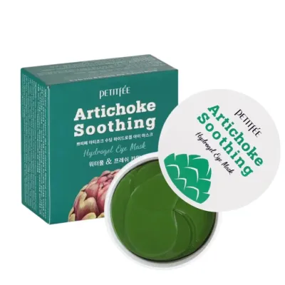 Патчи под глаза Petitfee Artichoke Soothing Hydrogel Eye Mask гидрогелевые, охлаждающие, против тёмных кругов, 60 шт