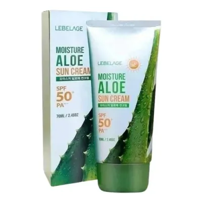 Солнцезащитный крем для лица Lebelage Moisture Aloe Sun Cream SPF 50+ PA+++ увлажняющий с алоэ, 50 мл