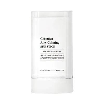 Стик солнцезащитный для лица Barulab Green Tea Airy Calming с зелёным чаем, успокаивающий, 19 г