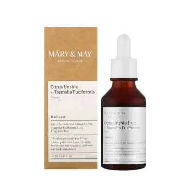 Сыворотка для лица Mary&May Citrus Unshiu + Tremella Fuciformis осветляющая, увлажнение и ровный тон, 30 мл