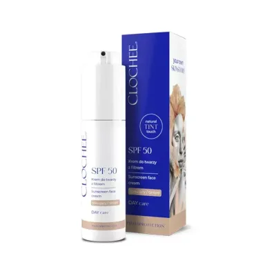 Крем для лица солнцезащитный Clochee SPF 50 тонирующий, с церамидами и эктоином, 50 мл