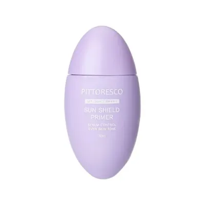 База под макияж Pittoresco Sun Shield Primer SPF50+ PA+++ с фиолетовым пигментом, выравнивает тон, 50 мл