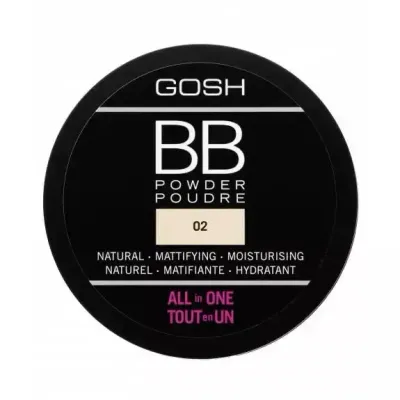 Пудра прессованная Gosh BB Powder 02 Sand лёгкое покрытие, матирующая, 6,5 г