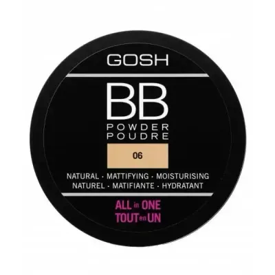 Пудра прессованная Gosh BB Powder 06 Warm Beige лёгкое покрытие, без отдушек, 6,5 г