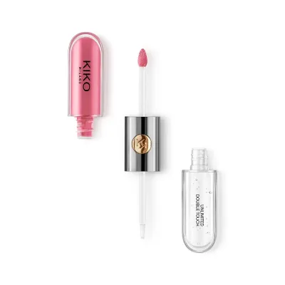 Жидкая помада KIKO Milano Unlimited Double Touch двухэтапная стойкая с блеском, оттенок 119 Rhododendron Pink, 6 мл