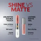 Жидкая помада KIKO Milano Unlimited Double Touch двухэтапная стойкая с блеском, оттенок 107 Cherry Red, 6 мл — фото 3