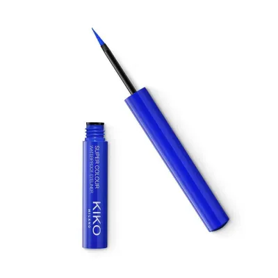 Подводка для глаз KIKO Milano Super Colour Waterproof жидкая водостойкая, тон 06 Blue синий, 1,7 мл