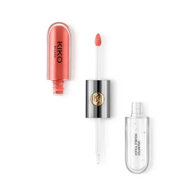 Помада для губ жидкая KIKO Milano Unlimited Double Touch 114 Orange Red двухэтапная, стойкая база и зеркальный блеск, 6 мл