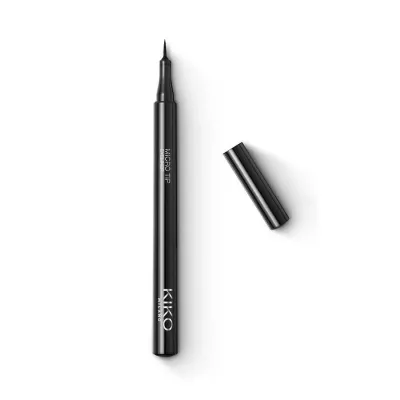Подводка для глаз KIKO Milano Micro Tip Eyeliner 01 Black жидкая стойкая черная, ультратонкий аппликатор, 1,1 мл