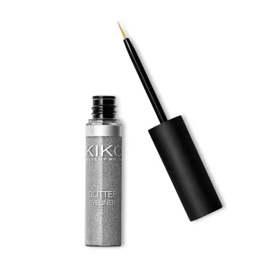 Подводка для глаз KIKO Milano Glitter Eyeliner 02 Silver гелевая серебристая с блёстками, 4.5 мл