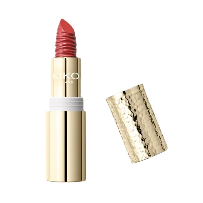 Помада для губ KIKO Milano Gold Reflections Gleam & Care 07 Alluring Red кремовая с SPF 30, классический красный, 3,5 г