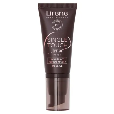 Тональный крем Lirene Single Touch SPF50 увлажняющий, плотное покрытие, оттенок 03 Beige, 30 мл