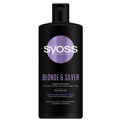 Шампунь Syoss Blonde & Silver Purple для осветлённых и седых волос нейтрализующий желтизну, 440 мл