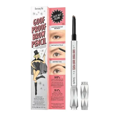 Карандаш для бровей Benefit Goof Proof Brow Pencil кремовый, скошенный грифель и щёточка, оттенок 4.5 Neutral Deep Brown, 0,34 г