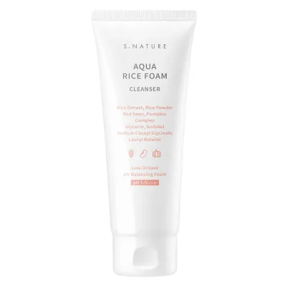 Пенка для умывания S.Nature Aqua Rice Foam Cleanser рисовая с экстрактом тыквы, 160 мл