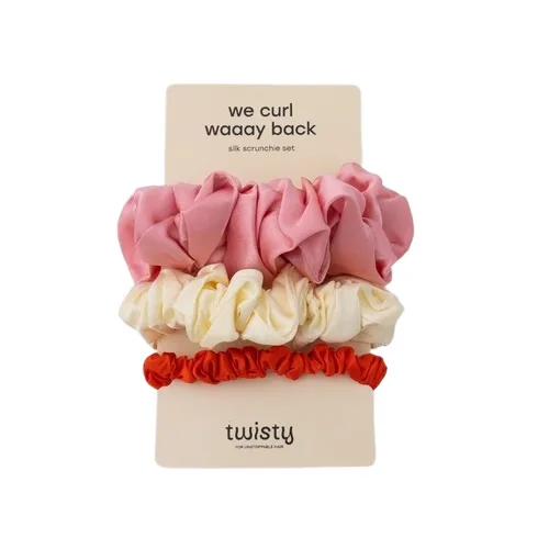Резинки для волос Twisty We Curl Waaay Back шёлковые, набор трёх размеров 1, 3 и 5 см, 3 шт