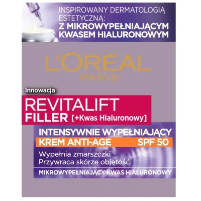 Крем для лица L'Oreal Paris Revitalift Filler HA SPF50 дневной, с гиалуроновой кислотой, 50 мл