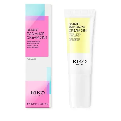 Крем для лица KIKO Milano Smart Radiance Cream увлажняющий, база под макияж и хайлайтер 3 в 1, 02 Radiant Gold, 35 мл