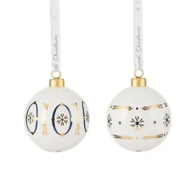 Wedgwood Набор из 2 ёлочных шаров Renaissance Gold 7 см