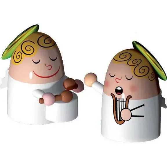 Alessi Набор из 2 фигурок - ангелочки с барабаном и арфой