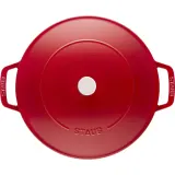 STAUB Сковорода чугунная 28 см для тушения с красной крышкой — фото 3