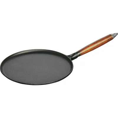 STAUB Сковорода для блинов 28 см с деревянной ручкой, черная