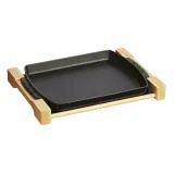 STAUB Sur la Table Чугунное блюдо Minis 33x23 см на деревянной подставке черный — фото 1