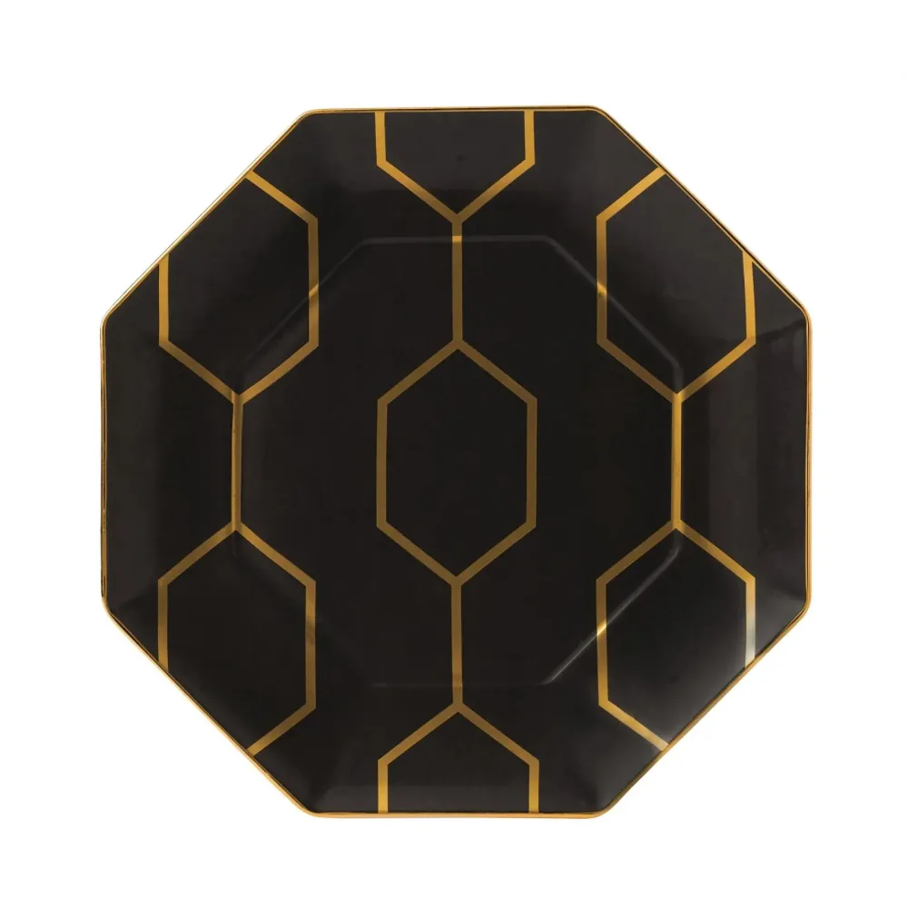 Wedgwood Восьмиугольная тарелка Gio Gold 23 см черная