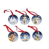 Royal Worcester Набор из 6 елочных вешалок Wrendale Designs 7 см, устойчивые — фото 1