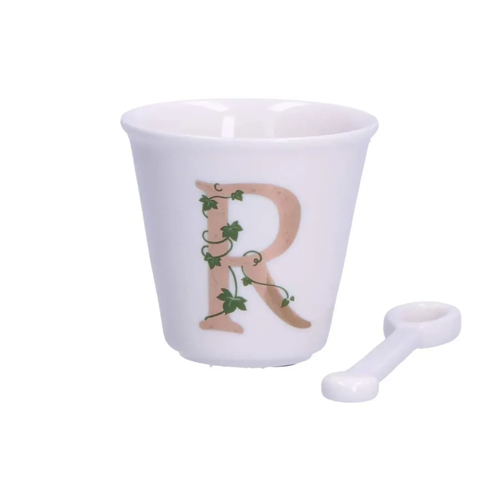 La Porcellana Bianca Чашка для эспрессо Unico с ложечкой 75 мл, буква R