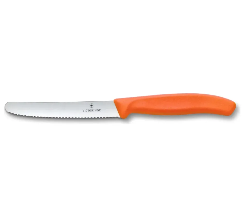 Victorinox Нож кухонный 11 см зубчатый оранжевый