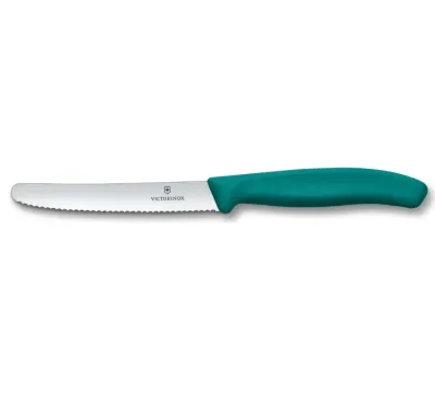 Victorinox Нож кухонный 11 см зубчатый зеленый