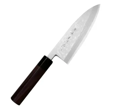 Mistrz Hideo Kitaoka Нож Shirogami Satin Damascus 16,5 см Deba