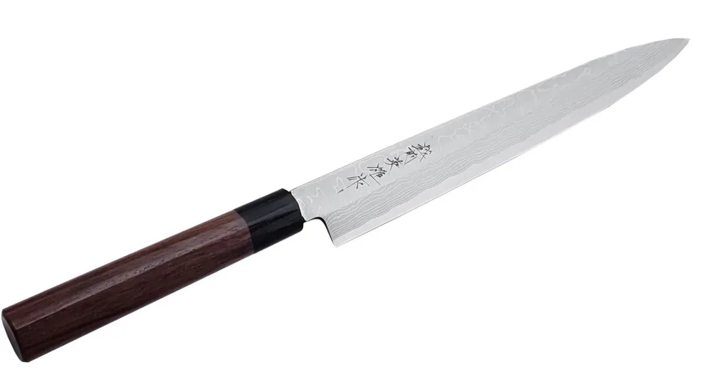 Mistrz Hideo Kitaoka Нож кухонный Shirogami Satin Damascus 27 см Yanagi