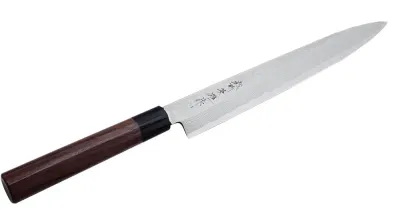 Mistrz Hideo Kitaoka Нож кухонный Shirogami Satin Damascus 27 см Yanagi