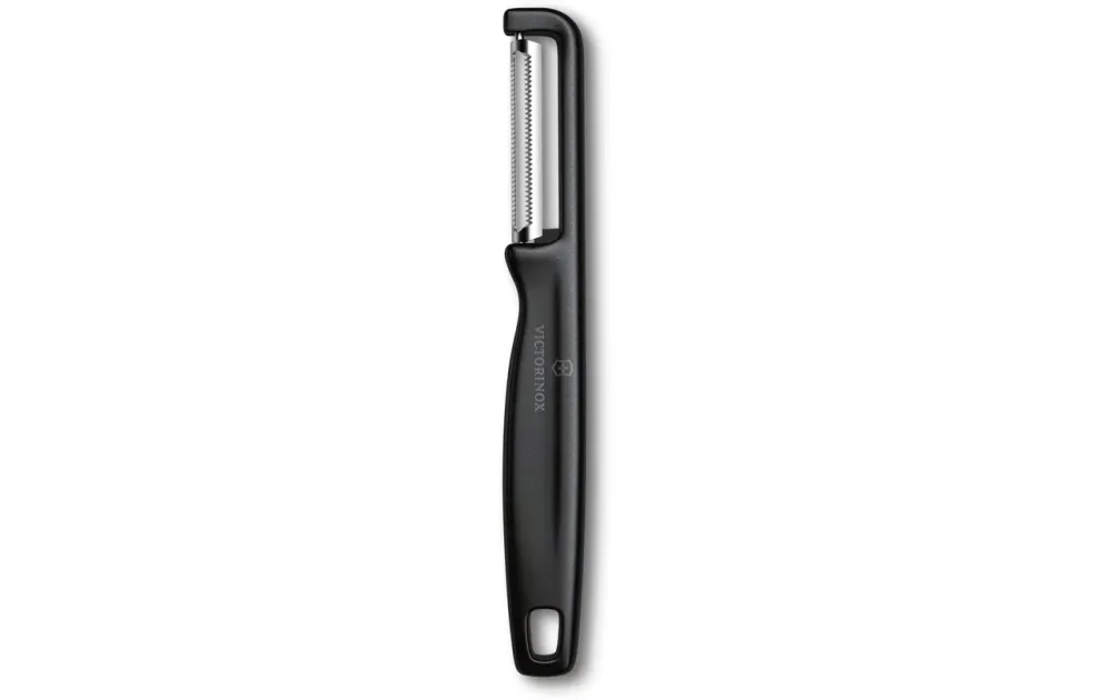 Victorinox Овощечистка Lota с двусторонним зубчатым вертикальным ножом, черная